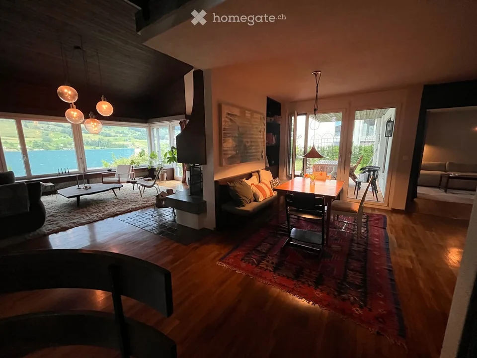 Tenant wanted: 5.5-room architect's house with panoramic lake view, bathing jetty, and south terrace