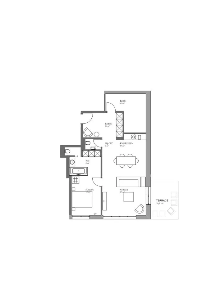 BE12 – Stilvolle 2-Zimmer-Wohnung mit Terrasse an der Bellariastrasse 36, Zürich – Foto 6 von 20