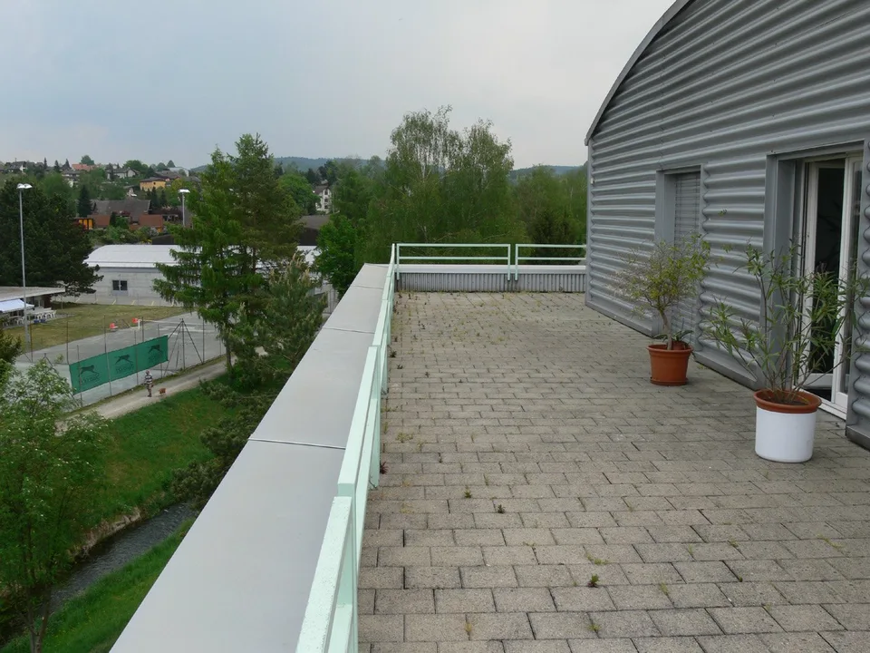 Appartamento attico unico di 5,5 locali con grande terrazza tutt'intorno