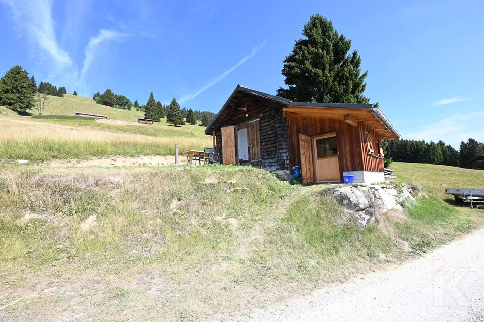 Maiensäss in una posizione di vista traumatica sulla valle del Reno bündner