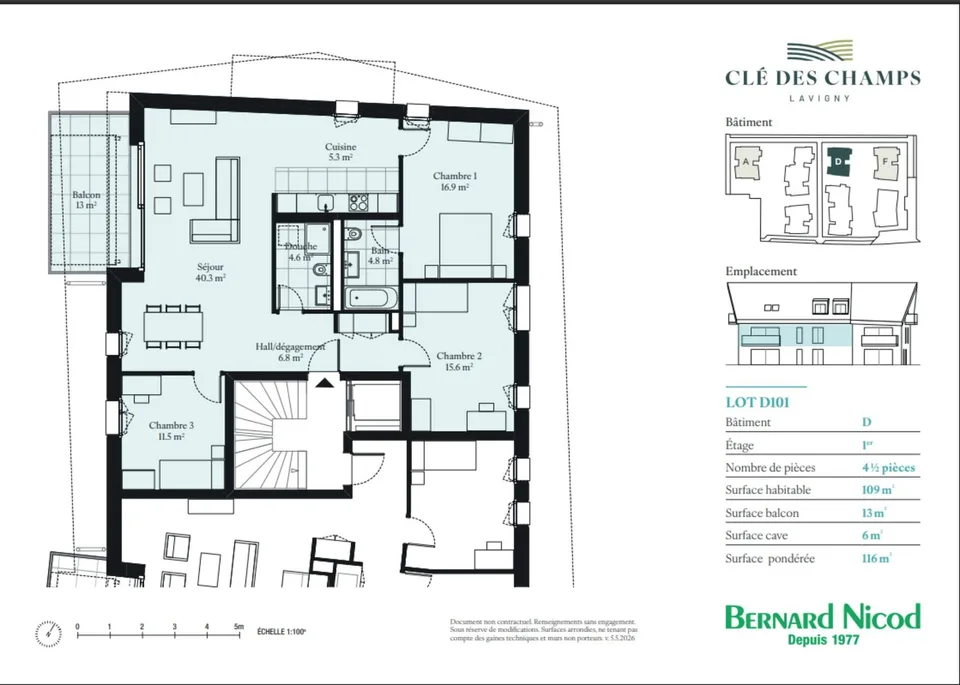 Appartements de 4.5 pièces avec balcon orienté sud