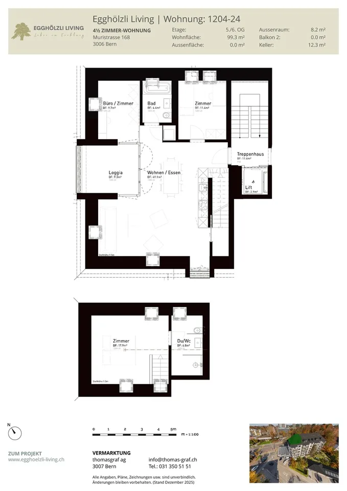 Neue 4.5-Zi-Dachwohnung mit Loggia in 3006 Bern