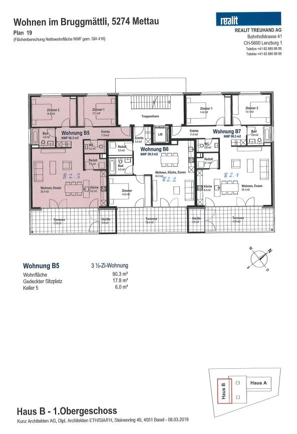 Appartamento moderno e luminoso di 3,5 locali al 1° piano re / B5