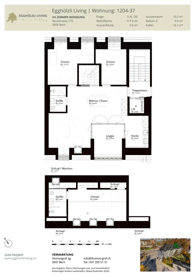 Neue Dachwohnung mit Blick auf den Gurten