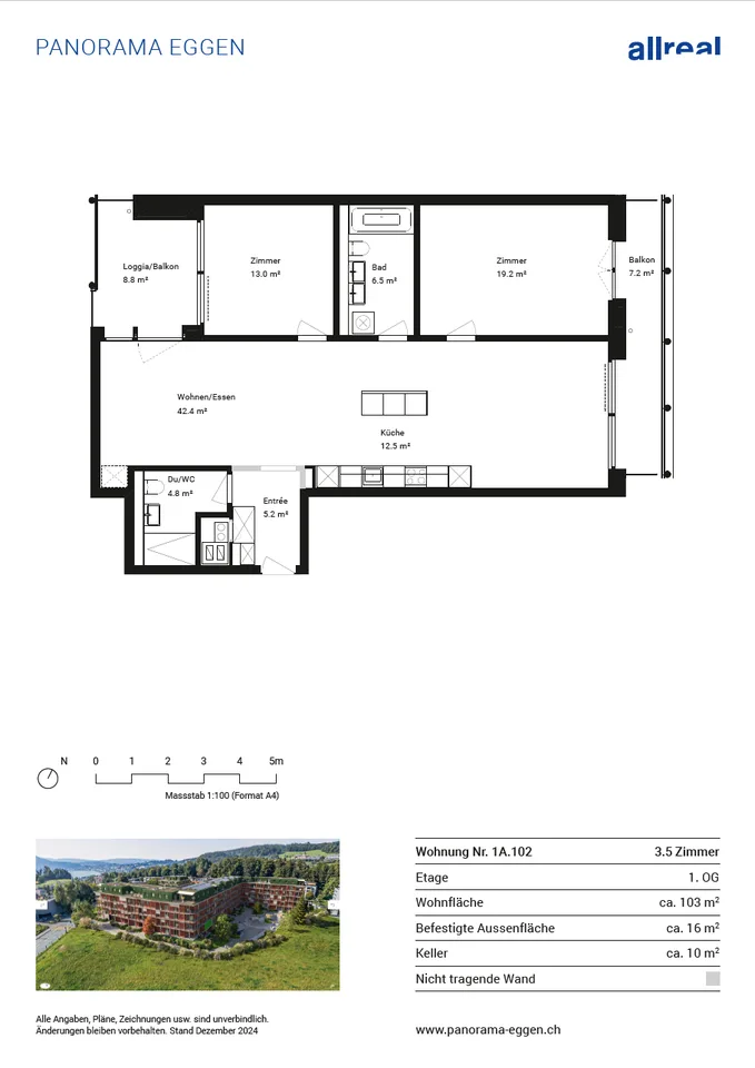 Ampio appartamento di 3 ½ locali con vista sul verde