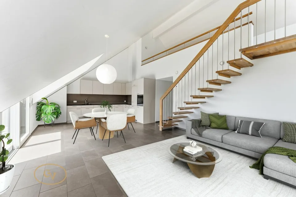 Appartement-maisonnette lumineux avec galerie, vue lointaine et soleil du soir