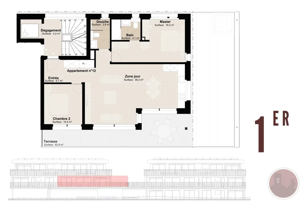 Appartement neuf de 3.5 pièces avec grande terrasse