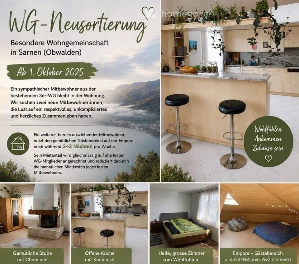 Zwei freie Zimmer in unserer WG im Herzen Sarnen