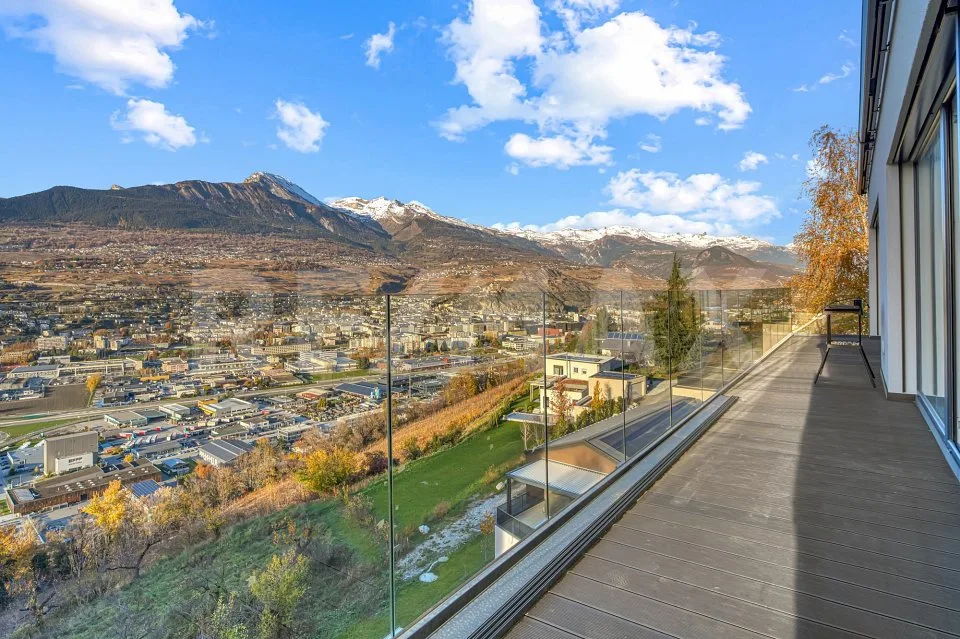 Villa neuve 2025 | Duplex 4.5p 151m² terrasse vitrée | Vue vallée du Rhône  Hauteurs de Sion