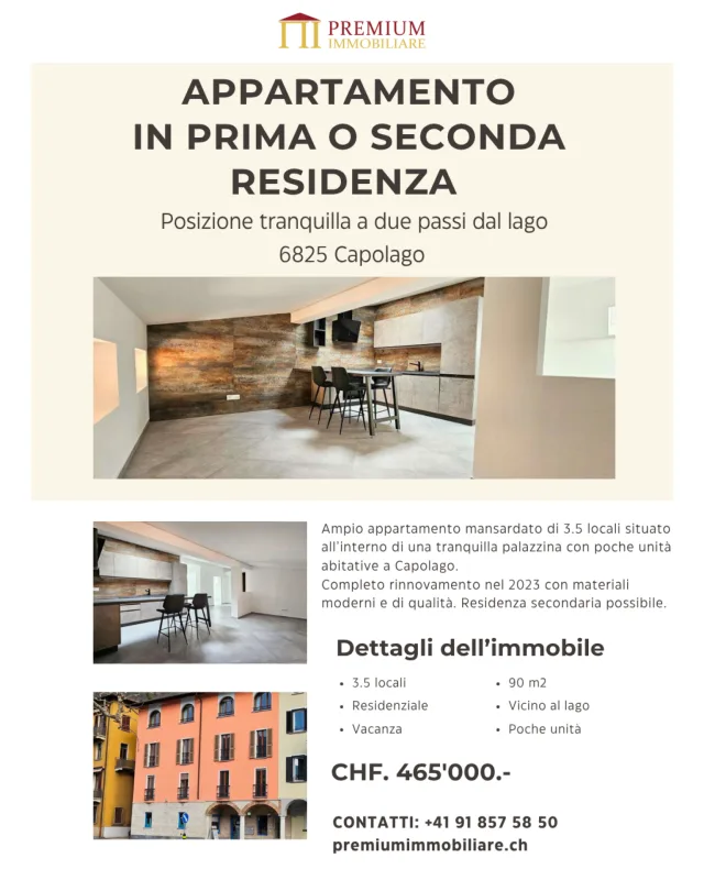 APPARTAMENTO MANSARDATO A CAPOLAGO