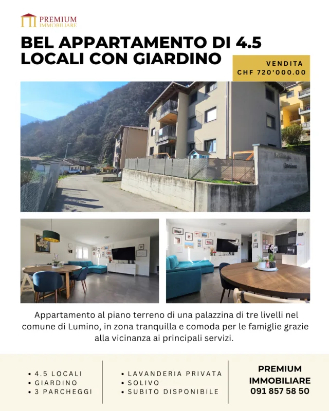APPARTAMENTO DI 4.5 LOCALI CON GIARDINO