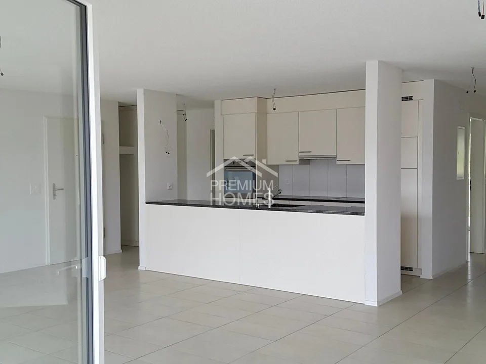 Stylish living with a view of the Aare