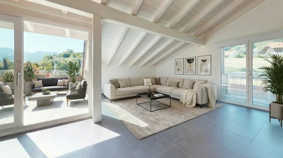 Appartamento moderno in mansarda con vista spettacolare