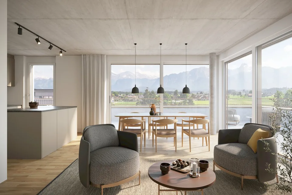 Appartement de 3,5 pièces au rez-de-chaussée dans un immeuble moderne à Uetendorf