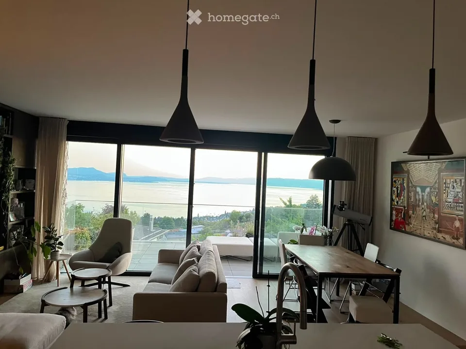 Appartement neuf d'exception avec vue panoramique sur le Léman - Grande terrasse
