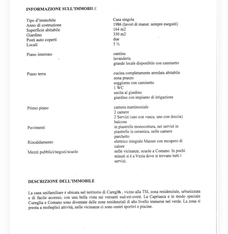 Unabhängige Villa mit großem Grundstück in Cureglia