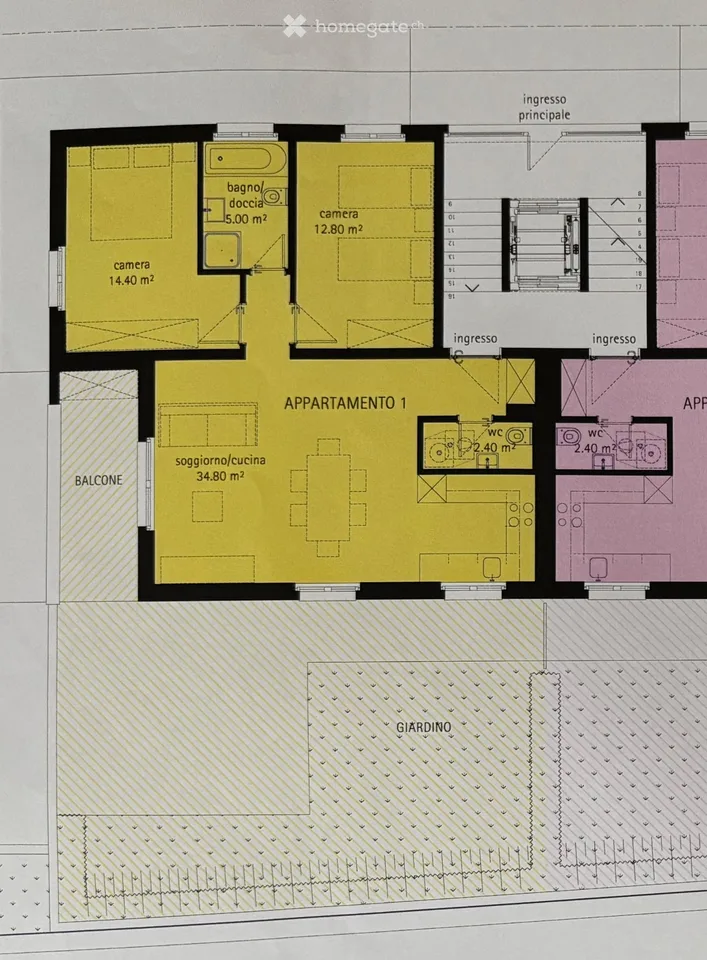 Arbedo appartement 3.5 pièces au RDC avec terrasse et jardin