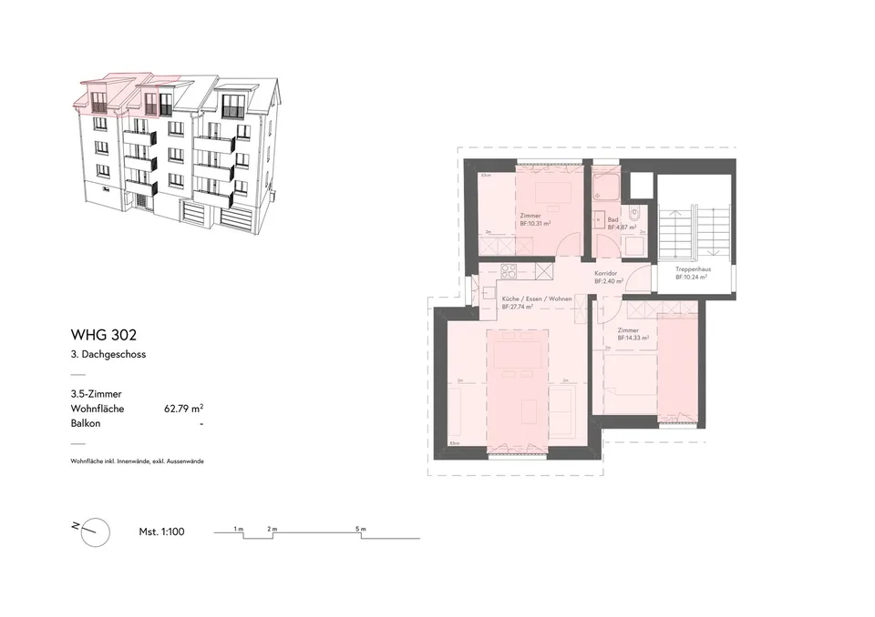 Erstvermietung – Exklusive Dachwohnung an sonniger und zentraler Lage – Foto 6 von 6