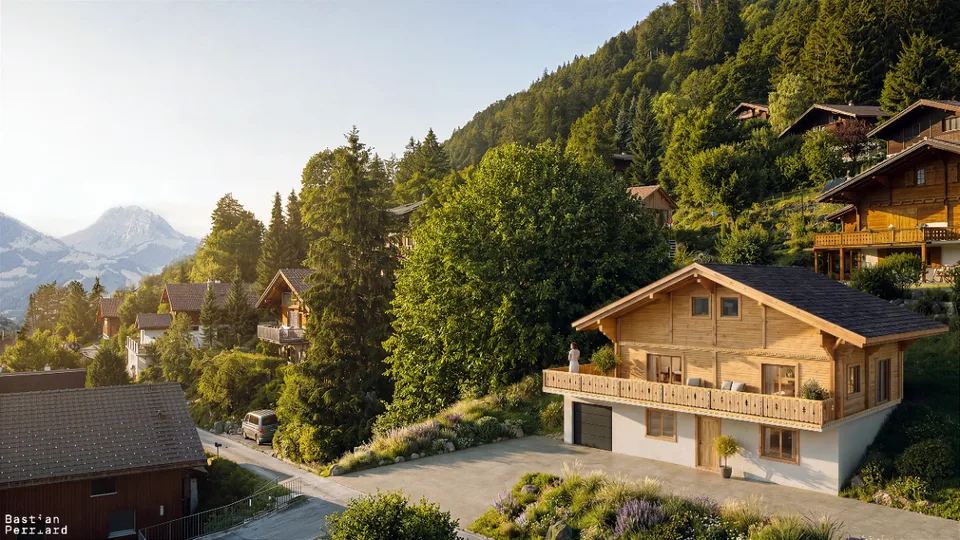 Exklusive Gelegenheit: neues Blockhaus mit unverbauter Sicht