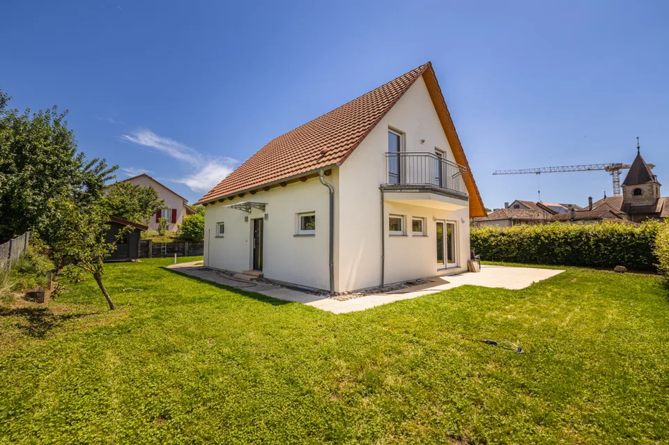 Exclusivité Proximmo - Villa individuelle Minergie 5.5 pièces à Bavois avec jardin, terrasse et garage double