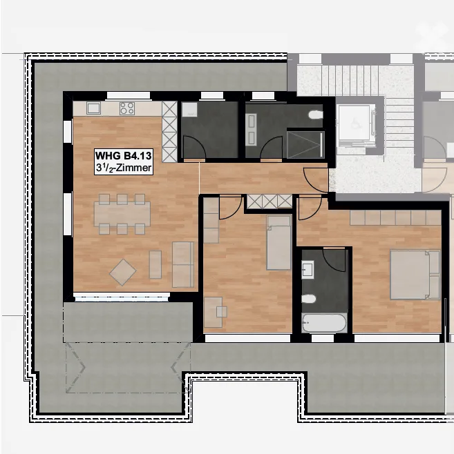 Moderne 3.5-Zimmer-Dachgeschosswohnung