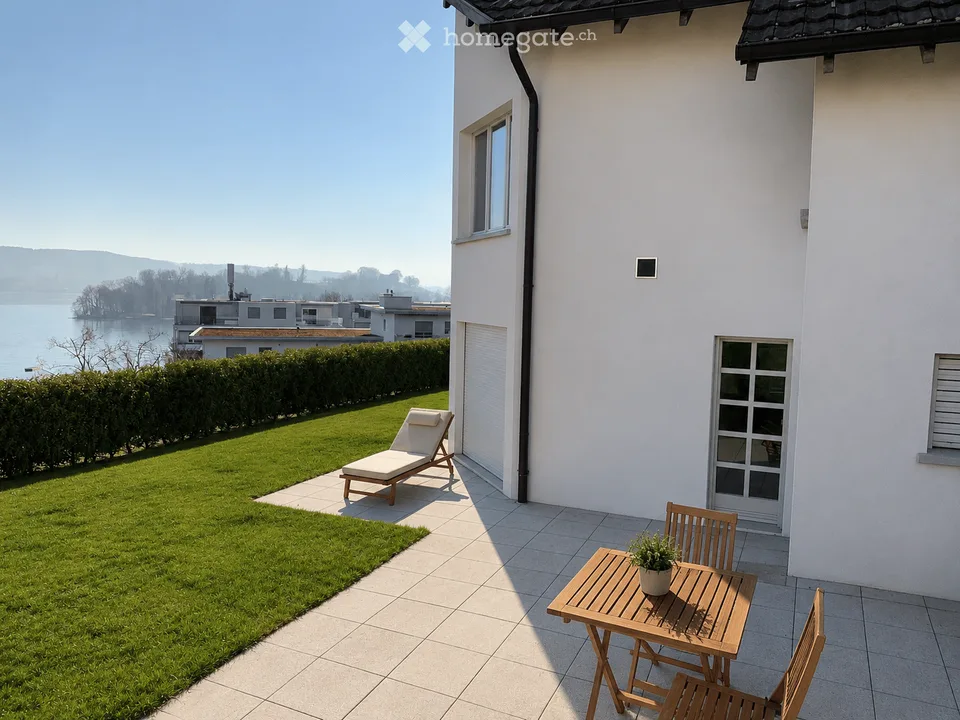 Modernes Studio mit Gartensitzplatz nahe Zürichsee
