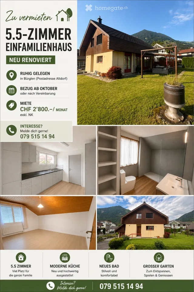 Ruhig gelegenes 5.5 Zimmerhaus