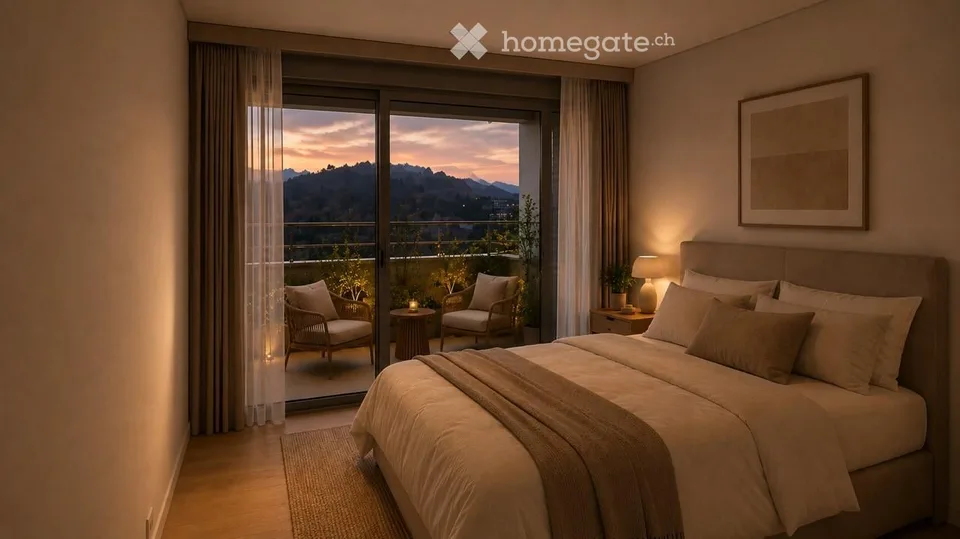 Appartement 4,5 pièces - une vue qui impressionne. Un confort de vie qui convainc également en été.