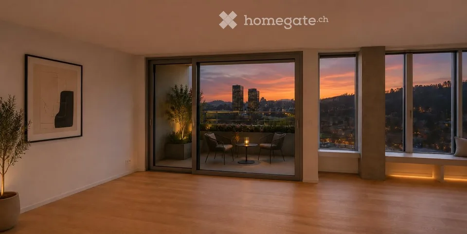 Appartement 4,5 pièces - une vue qui impressionne. Un confort de vie qui convainc également en été.