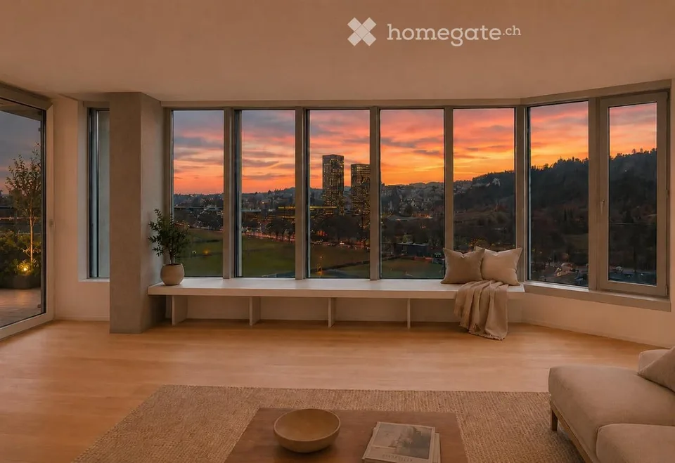 Appartement 4,5 pièces - une vue qui impressionne. Un confort de vie qui convainc également en été.