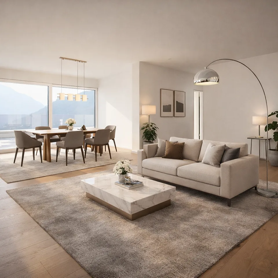 Ambiance de penthouse avec vue panoramique | Appartement de terrasse exclusif à Thusis