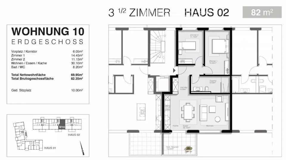 Suche Nachmieter für 3,5 Zi. EG Wohnung mit Terasse