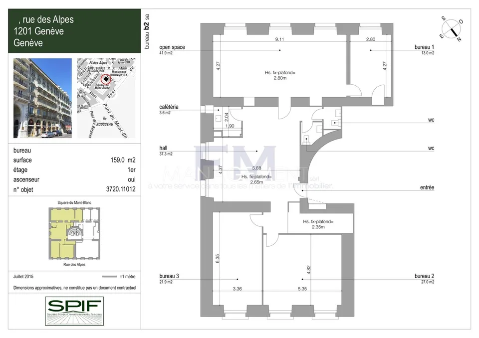 Rive droite, Bureaux , 7 rue des Alpes, 1er étage