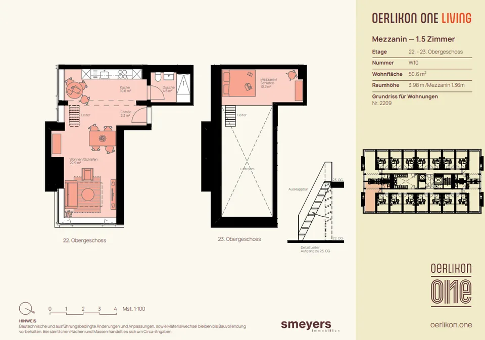 Moderne 1.5 Zimmer Mezzanine mit Panoramaweitsicht