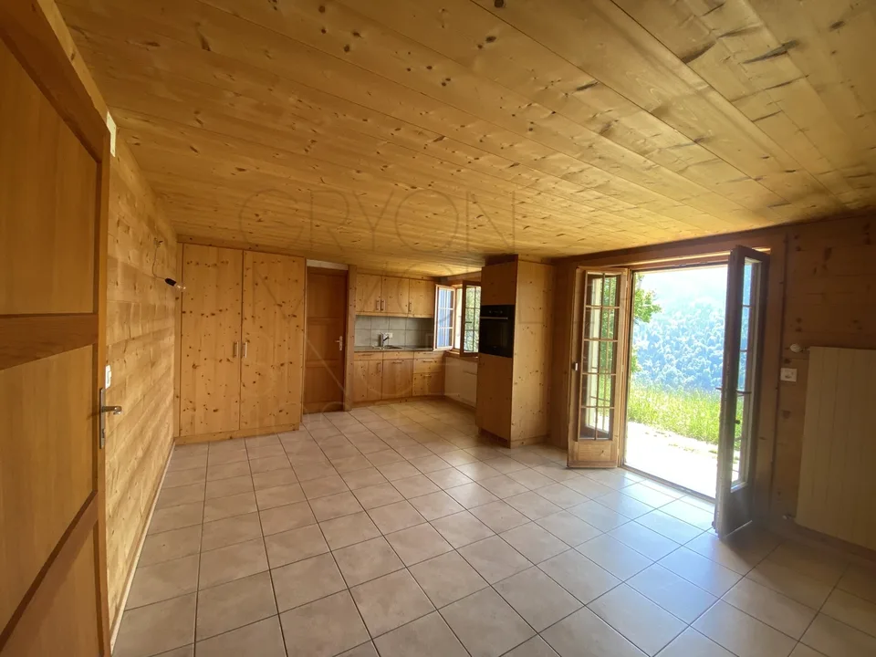 A louer à l'année aux Posses sur Bex joli appartement de 2 pièces au r