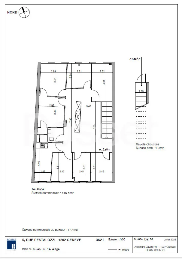 Bureaux d'env. 113 m² au 1er étage