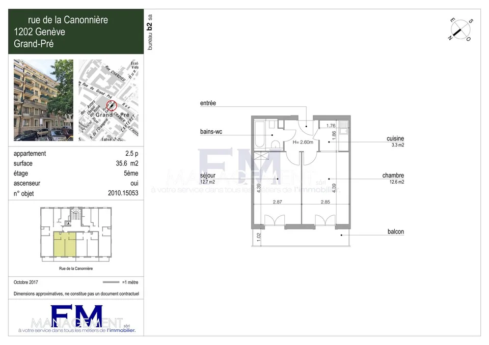 Rue de la Canonnière, 2,5 locali di circa 36 m² al 5° piano