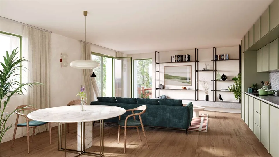 Neubau mit geräumigen 3,5 Zimmern und Garten