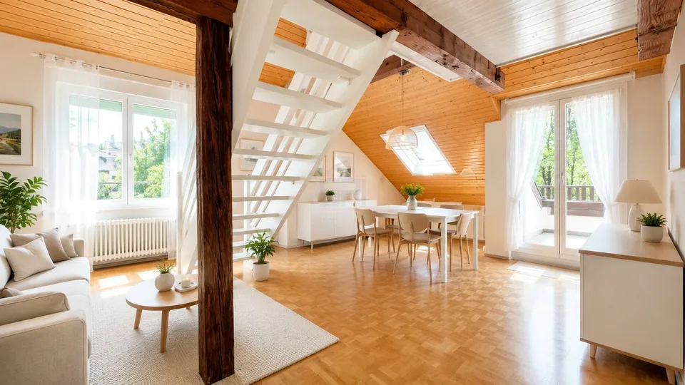 Dachgeschoss mit 4 Zimmern und 113 m² im Zentrum von Bernex