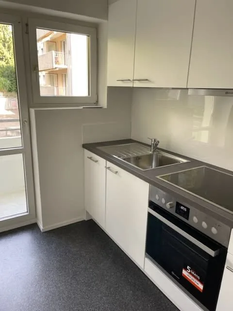 Appartamento di 3 camere rinnovato e attraente in una posizione tranquilla con cucina nuova e WC/bagno