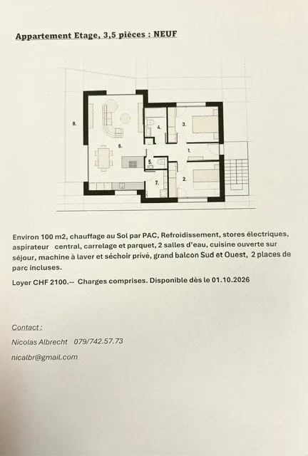 Zu vermieten in Veyras, 3,5-Zimmer-Wohnungen NEU
