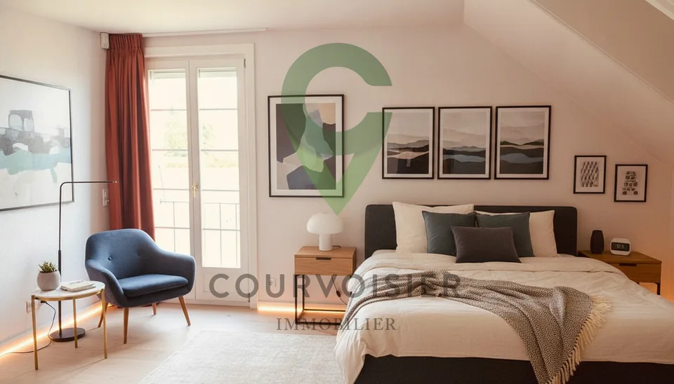 APPARTEMENT EN ATTIQUE AVEC VUE IMPRENABLE SUR LE LAC ET ALPES