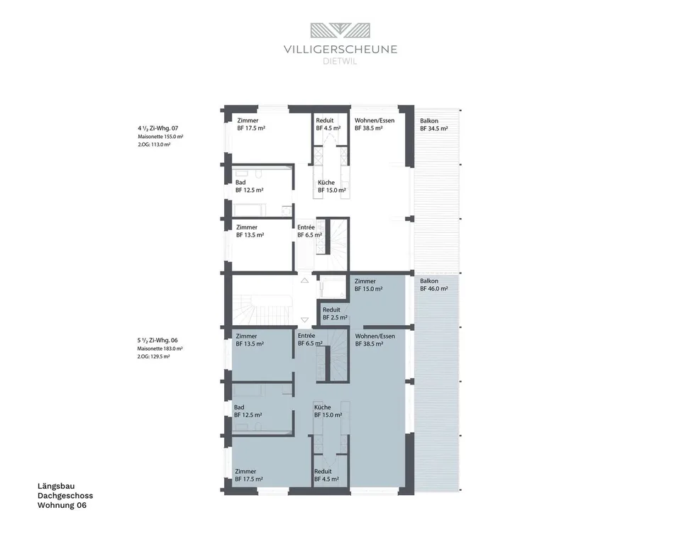 "Villigerscheune" 5.5 Zimmer Attika-Maisonette Wohnung – Foto 8 von 10