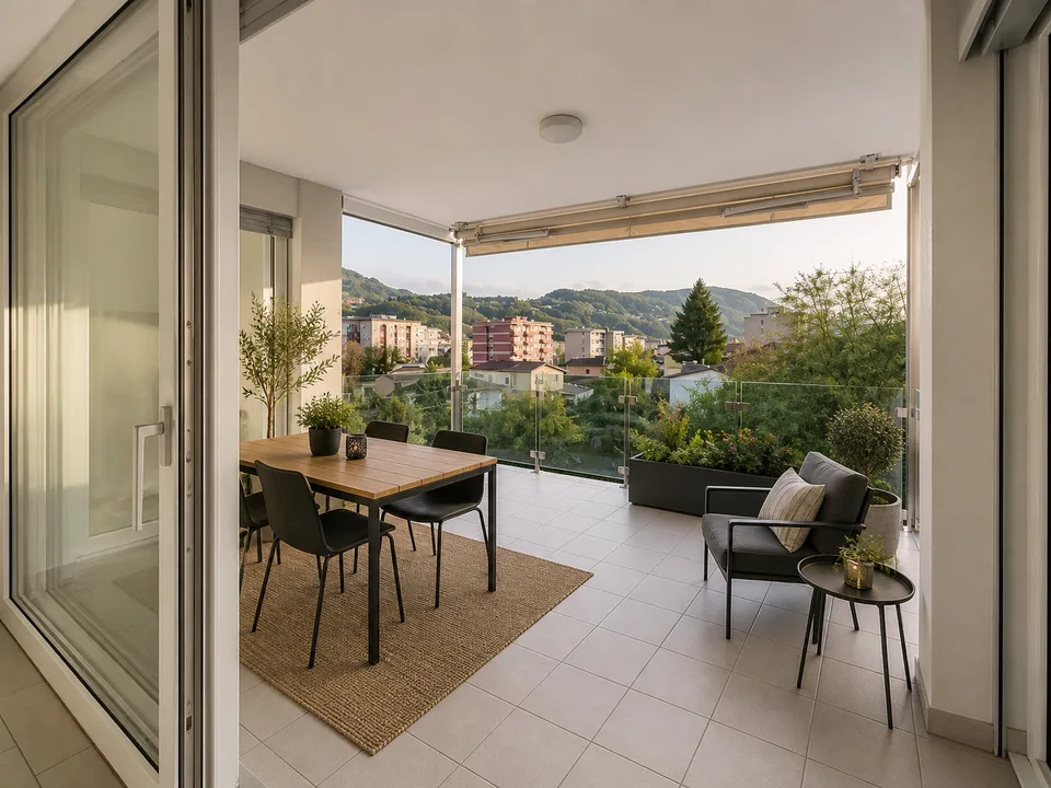 Elegante appartamento di 4.5 locali con vista panoramica e doppia terrazza ad Agno