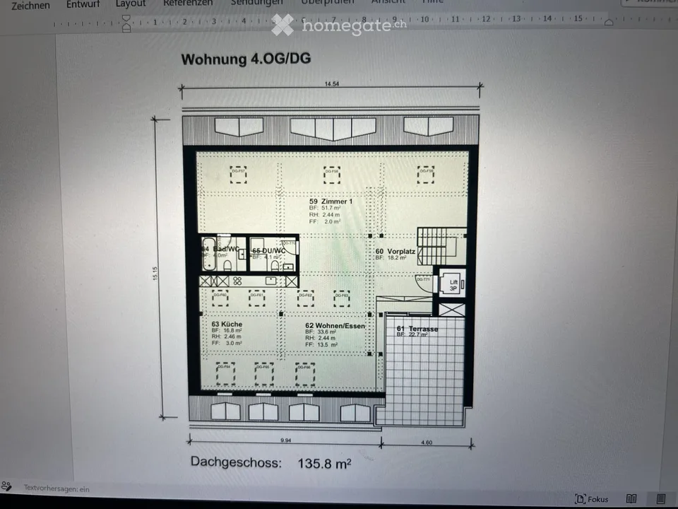 Befristet bis 31.08.27 - Dachwohnung mit Terrasse im Herzen von Zürich – 1 Zimmer, 135.8 m² (Loft)