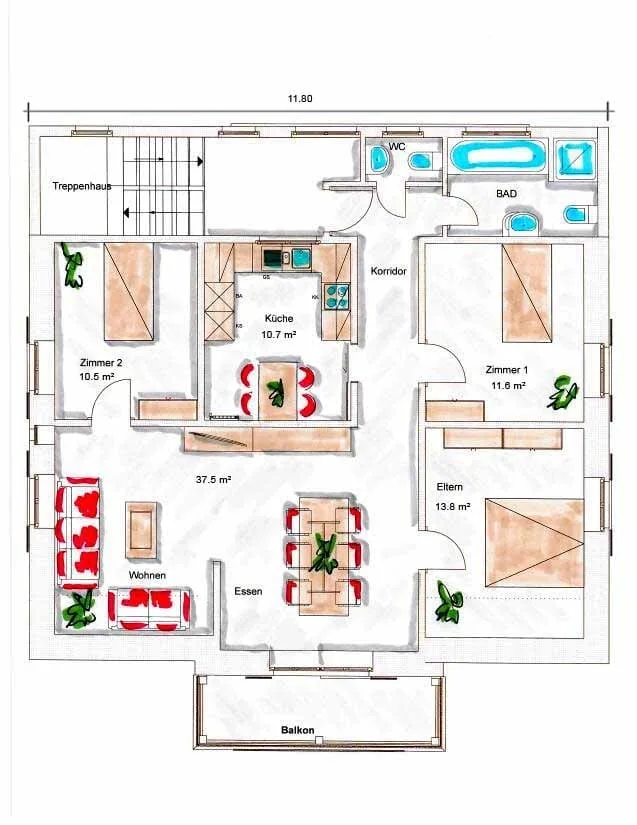 4.5-Zimmer-Wohnung mit Balkon und schöner Aussicht in Buchs an der Stadtgrenze zu Aarau