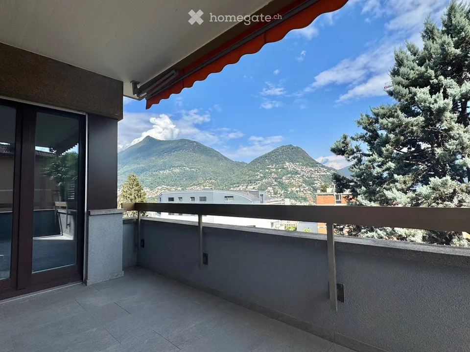 4,5 Lokale in Massagno, Blick auf Monte Brè und teilweise auf den See
