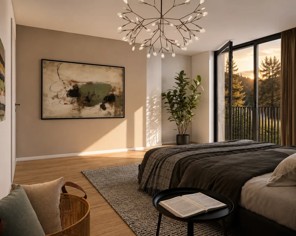 Appartement neuf exclusif avec caractère de maison unifamiliale et vue sur le lac et la montagne imprenable