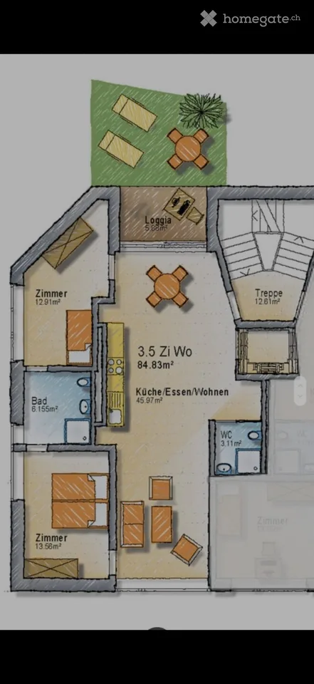 Untervermietung 3.5-Zimmerwohnung im Kreis 7, Zürich
