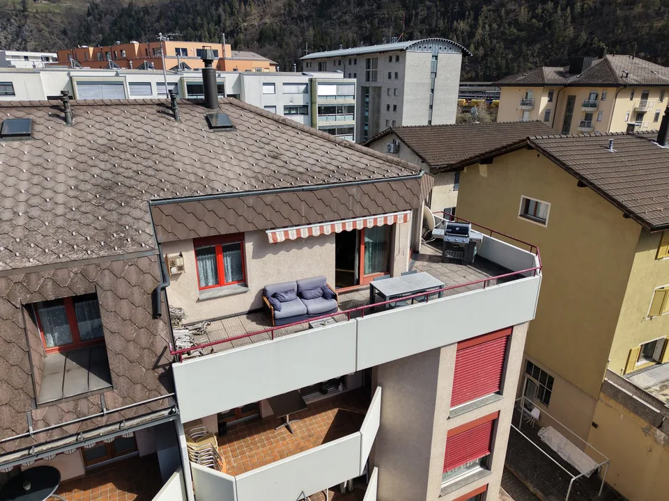 Spacious attic apartment with private lift and sunny terrace in Naters